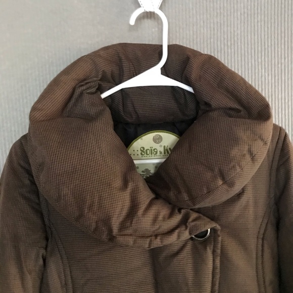 SOIA & KYO down puffer coat brown houndstooth XS - Picture 6 of 15